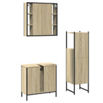 ZNTS 3 Piece Bathroom Cabinet Set Sonoma Oak Engineered Wood 3214761