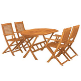 Dining Set Natural Wood Solid Acacia Wood 5 Piece Set Foldable 3086996