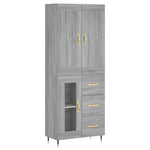 Highboard Grey Sonoma 69.5x34x180 cm Engineered Wood 3199927