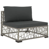 5 Piece Garden Lounge Set with Cushions Poly Rattan Grey 46813