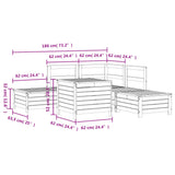 6 Piece Garden Sofa Set White Solid Wood Pine 3250697