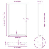 Bar Table Legs U-Shaped 2 pcs Natural Steel 60x cm Steel 4013239