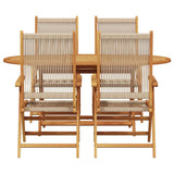 Garden Dining Set Folding 5 pcs Beige Solid Acacia Wood 3375740