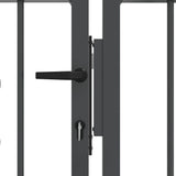 Fence Gate with Spear Top with Lock Grey 404 x 100 cm Steel 42009048