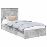 Storage Bed Concrete Grey 100 x 200 cm Engineered Wood 3410266