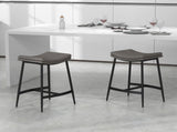 Breakfast Bar Stools Set of 2, Microfibre Upholstered Barstools, Industrial Bar Chairs with Curved T3398P328291