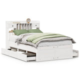 Bookcase Bed without Mattress White 135x190 cm Double Solid Wood Pine 3308976