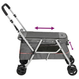 Folding Dog Stroller Grey 100x49x96 cm Linen Fabric 172203