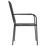 Garden Dining Set Black Powder-coated steel, glass, cotton rope 3060208
