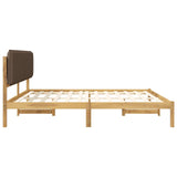 Bed Frame with Upholstered Headboard Whitewash and Taupe 3405040