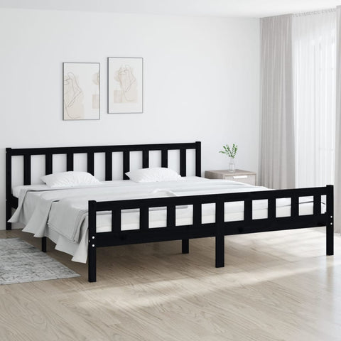 Bed Frame without Mattress Black Solid Wood 160x200 cm 810693