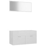 ZNTS 2 Piece Bathroom Furniture Set High Gloss White Engineered Wood 804806