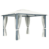 Gazebo with Curtain&LED String Lights 3x3 m Cream Aluminium 3070332