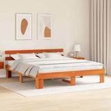 Bed Frame with Headboard Wax Brown 200 x 200 cm Solid Pine Wood 872430