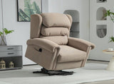 Velvet-Feel Electric Riser Recliner Chair - Khaki T3398P378873