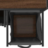 Laundry Basket 2 Compartments with Wheels Brown Oak 859099