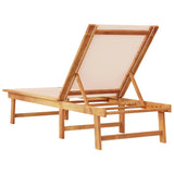 ZNTS Sun Lounger Cream Solid Wood Acacia and Textilene 4008412