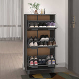 Shoe Cabinet "HAMAR" Dark Grey 59,5x35x117 cm Solid Wood Pine 340514