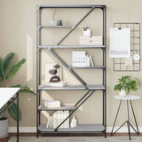 Bookshelf Grey Sonoma 91x36x176 cm Engineered Wood and Steel 835417