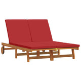 Sun Lounger Reclining Brown 125 x 200 x 84cm Solid Acacia wood 3325192