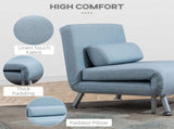 Linen Chair Bed, 3-in-1 Convertible Sleeper Chair with Adjustable Backrest, Pillow, for Living Room, T3398P329600