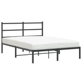 Metal Bed Frame without Mattress with Headboard Black 140x190cm 355365