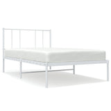 Metal Bed Frame without Mattress with Headboard White 75x190cm 352519