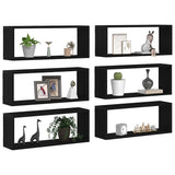 Wall Shelves 6 pcs Black Oak 60 x 15 x 23 cm Engineered Wood 862647