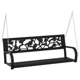 Garden Swing Bench Black Steel and Plastic Medium 317145