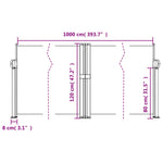 ZNTS Retractable Side Awning White 120x1000 cm 4004706