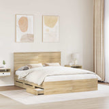 Bed Frame with Drawer Sonoma Oak 160 x 200 cm Engineer Wood 3411098