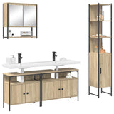 Bathroom Furniture Set with Shelf Wall-mounted 4 pcs Sonoma oak 3399395
