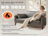 2 Seater Sofa, 132 cm Modern Small Sofa with Solid Wood Legs and 2 Pillows for Small Space, Grey T3398P548096