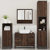 4 Piece Bathroom Furniture Set Brown Oak Engineered Wood 3301234