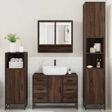 ZNTS 4 Piece Bathroom Furniture Set Brown Oak Engineered Wood 3301234