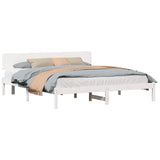 Bed Frame with Headboard White 180 x 200 cm Solid Pine Wood 872096