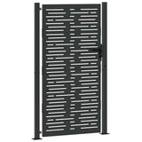 Garden Gate with Lock Black 110 x 205 cm Powder-Coated Steel 42015903