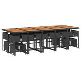 15 Piece Garden Dining Set with Cushions Black Poly Rattan 3211359