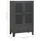 Storage Chest Anthracite Metal 70 x 40 x 115 cm Doors 339623