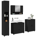 Bathroom Furniture Set 4 pcs Black Engineered Wood and Metal 3393084