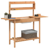 Potting Table with Sink Brown 147.5x44x139.5 cm Solid Wood Fir 156347