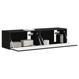 TV Wall Cabinet 2 pcs Black Engineered Wood 892192