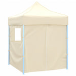 Professional Folding Party Tent with 4 Sidewalls 2x2 m Steel Cream 48882