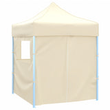 Professional Folding Party Tent with 4 Sidewalls 2x2 m Steel Cream 48882