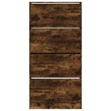 Shoe Cabinet with 4 Flip-Drawers Smoked Oak 80x21x163.5 cm 3214368