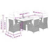 7 Piece Garden Dining Set with Cushions Grey Poly Rattan 3213133