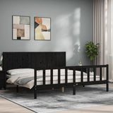 Bed Frame without Mattress Black 200x200 cm Solid Wood Pine 3192645