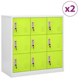 Locker Cabinets 2 pcs Light Grey and Green 90x45x92.5 cm Steel 3095242