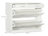 Narrow Shoe Storage with 2 Flip Drawers and Adjustable Shelves Shoe Cabinet Organizer for 12 Pairs T3398P341457