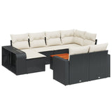 11 Piece Garden Sofa Set with Cushions Black Poly Rattan 3228916